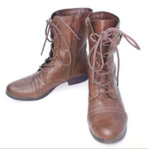 American Rag Brown High Top Fallyn Combat Boots